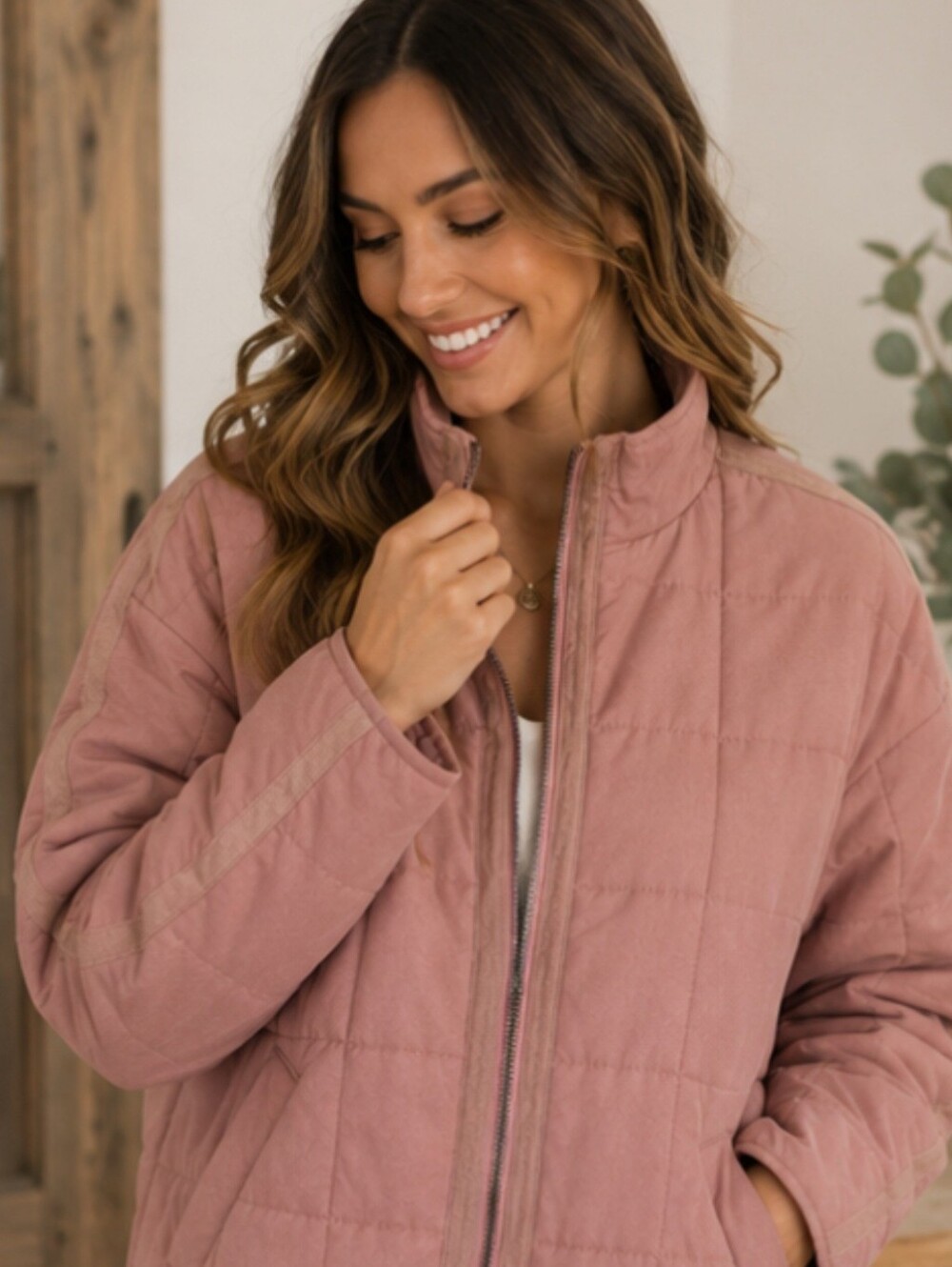 POL Clothing Oversized Quilted Dolman Jacket